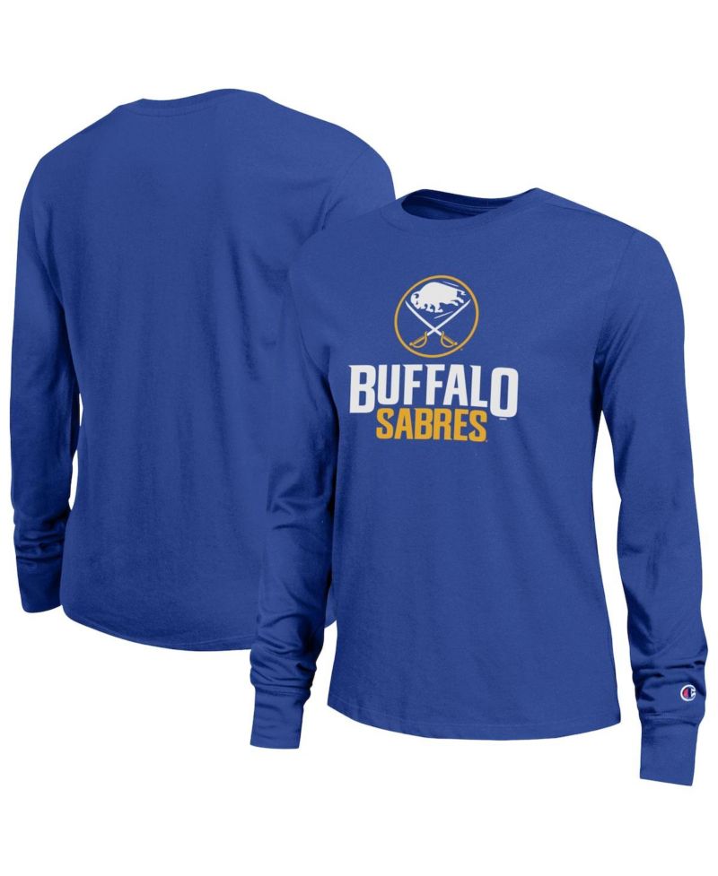 Women's Royal Buffalo Sabres Wordmark Lockup Long Sleeve T-Shirt
