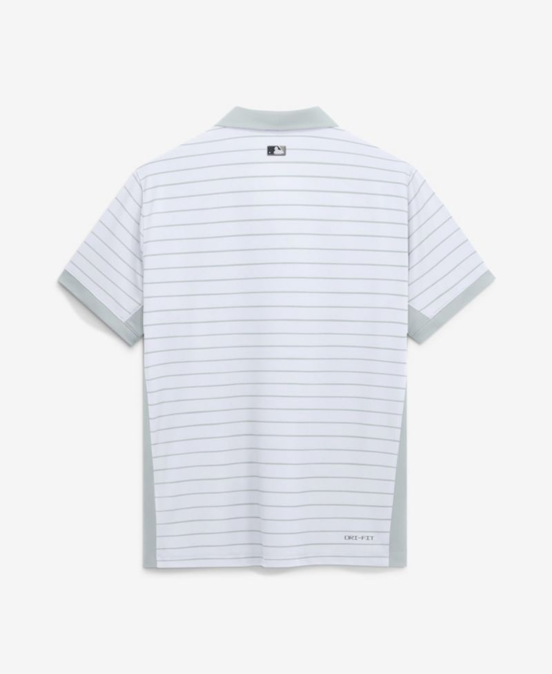Men's White New York Yankees Authentic Collection Striped Victory Dri-FIT Polo Shirt