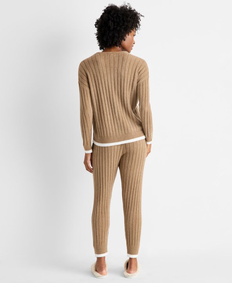Women's Chenille Crewneck and Jogger Sweater Set