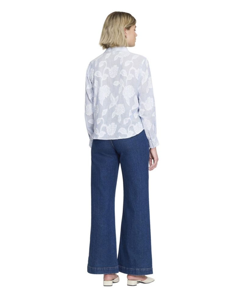 Women's Heidi Relaxed-Fit Long-Sleeve Floral-Stripe Shirt
