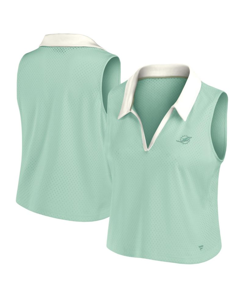 Women's Miami Dolphins Studio Wellness Mesh Cropped V-Neck Tank Top