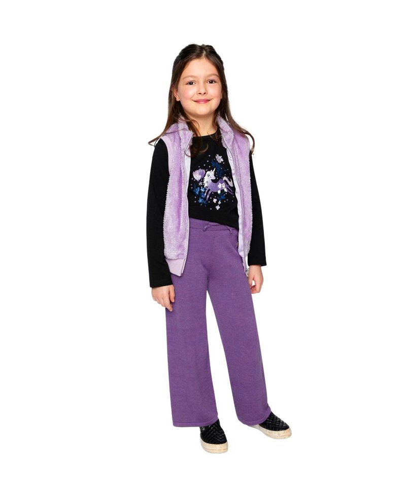 Little and Big Girl 6-12 Faux Fur Sleeveless Vest Violet