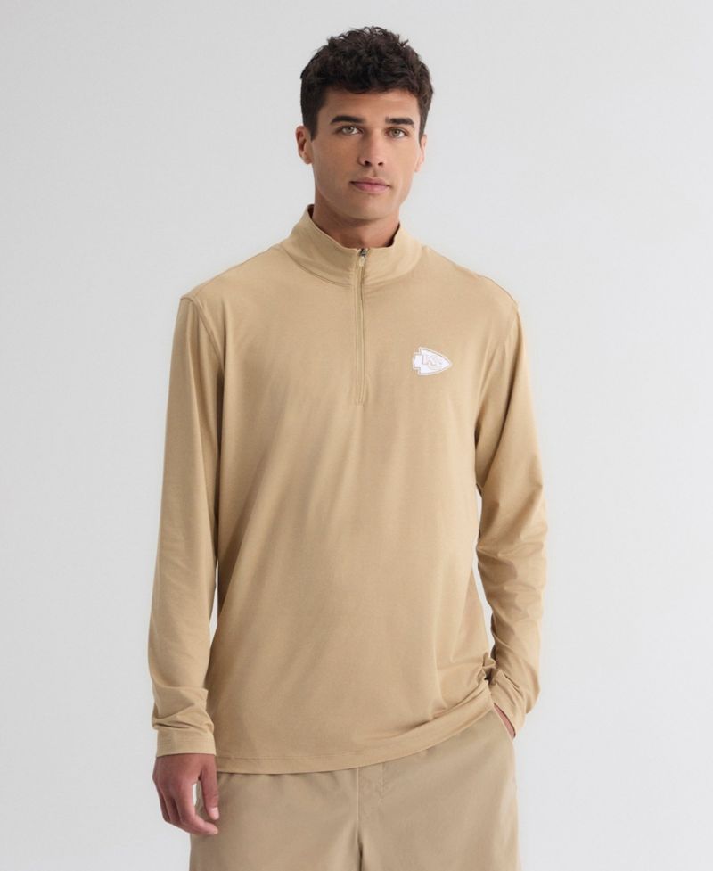 Men's Tan Kansas City Chiefs Clutch Quarter-Zip Pullover Sweatshirt