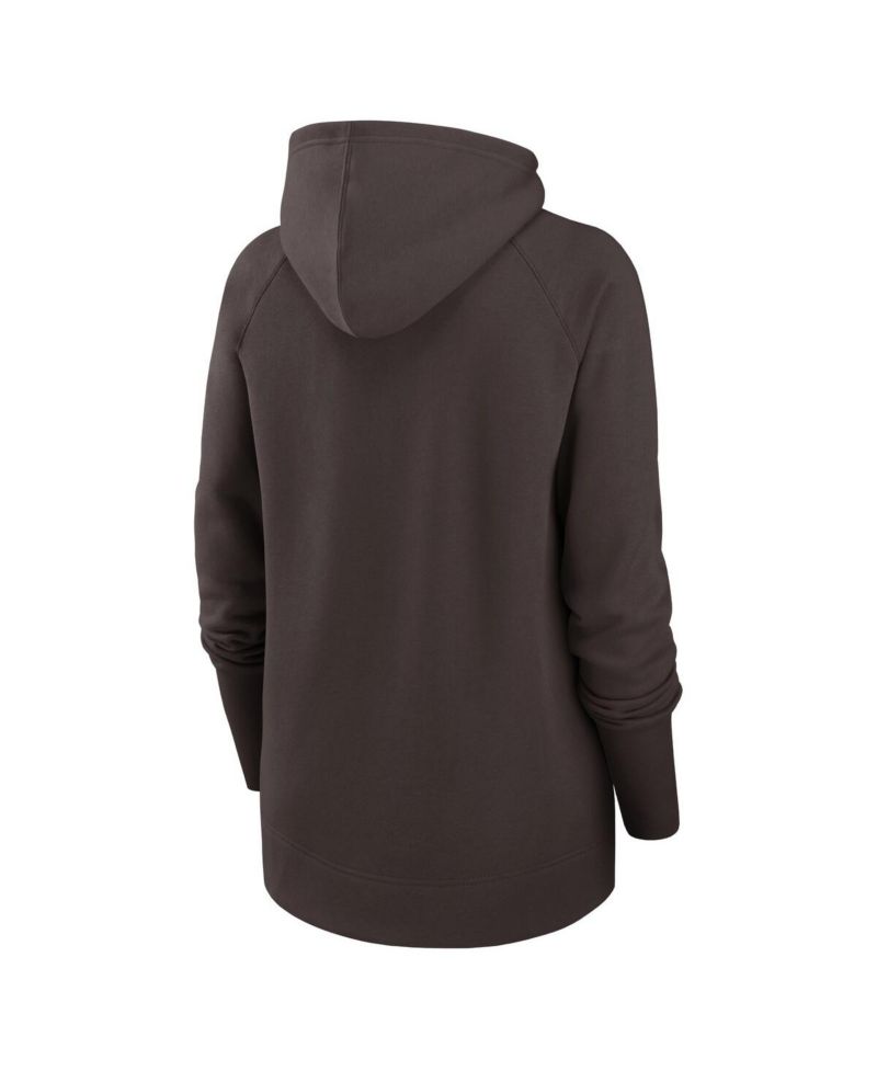 Women's Brown Cleveland Browns Asymmetrical Raglan Full-Zip Hoodie