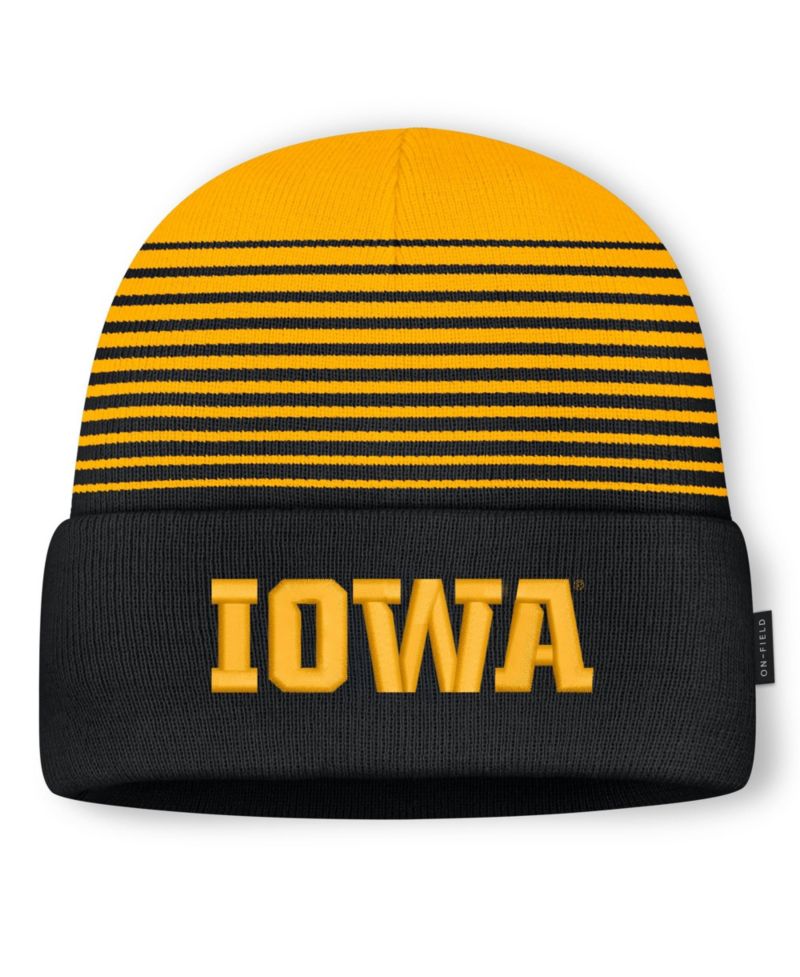 Men's and Women's Black/Gold Iowa Hawkeyes On-Field Utility Knit Hat