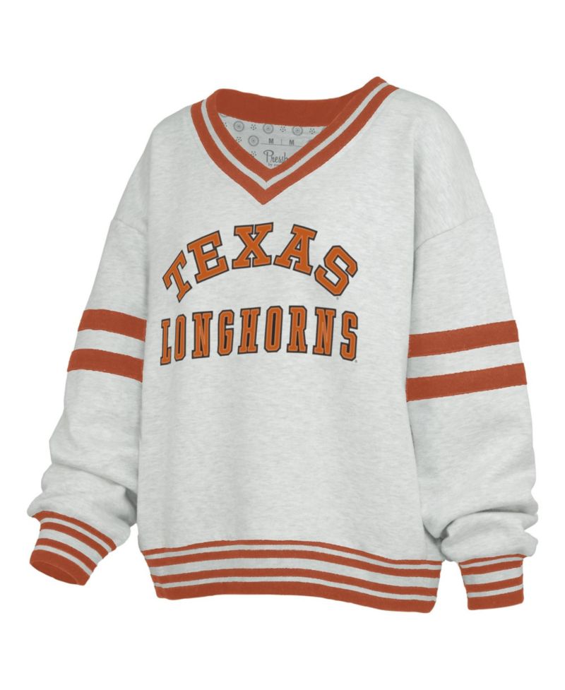 Women's Texas Longhorns Oates V-Neck Oversized-Fit Tackle Twill Sweatshirt