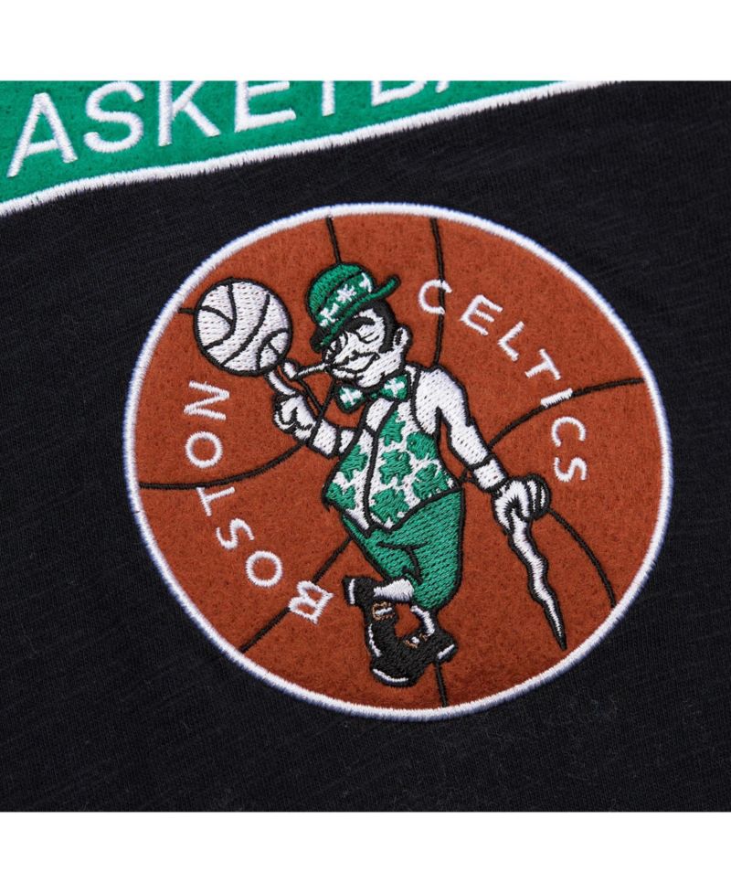 Men's Black Boston Celtics Hardwood Classics Felt Applique Slub T-Shirt