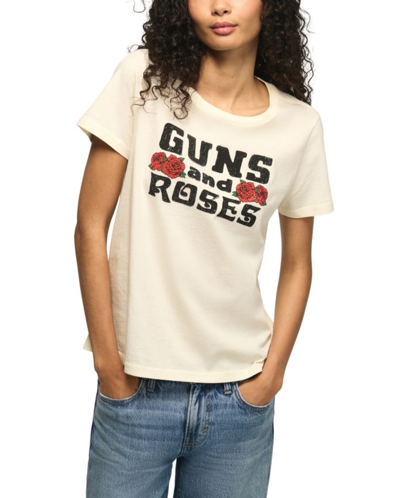 Women's Guns And Roses Embellished Graphic T-Shirt