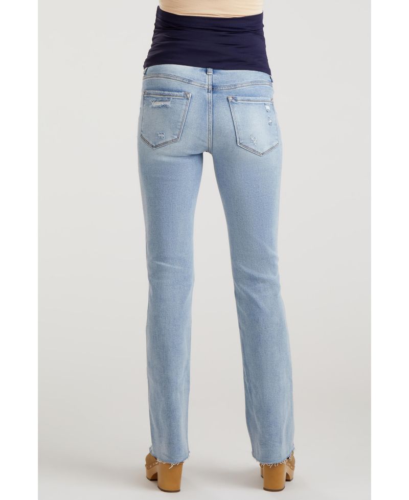 Women's Light Blue Distressed Bootcut Jeans