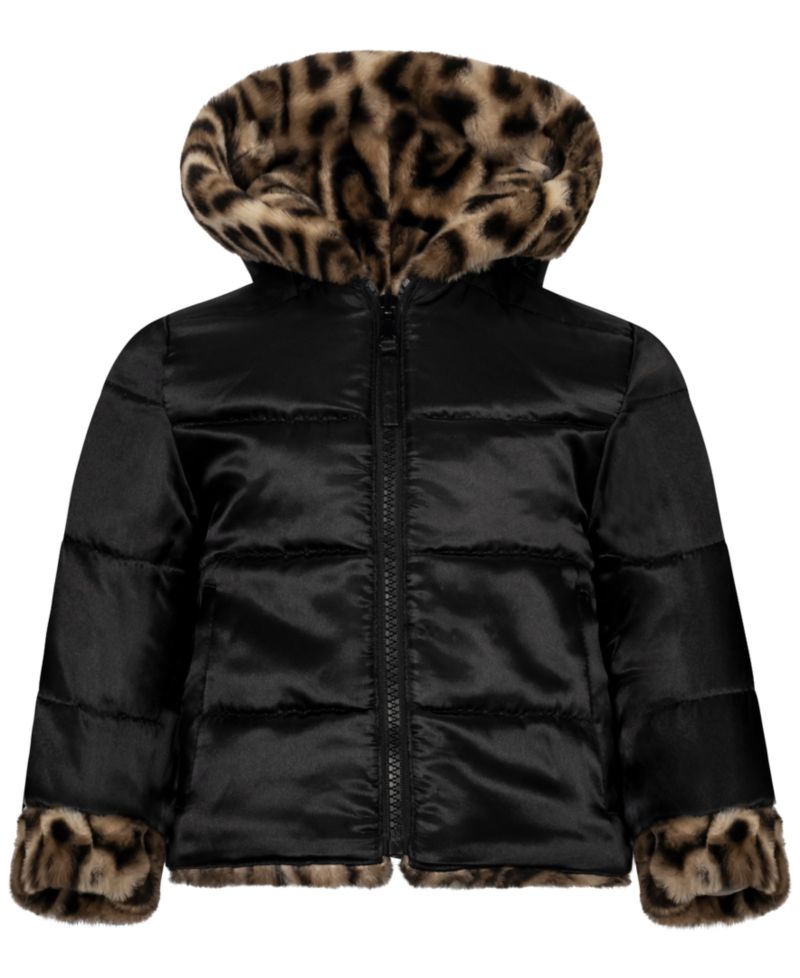 Baby Girls' Reversible Faux Fur Hooded Jacket