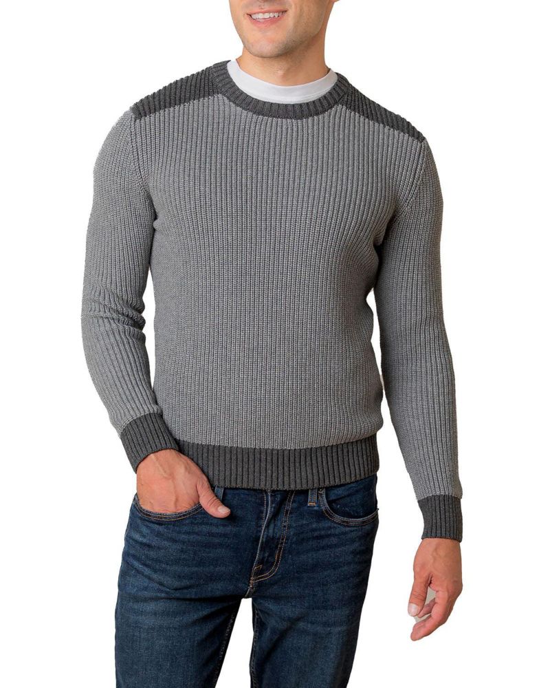 Men's Hope and Henry Organic Crew Neck Shoulder Detail Sweater