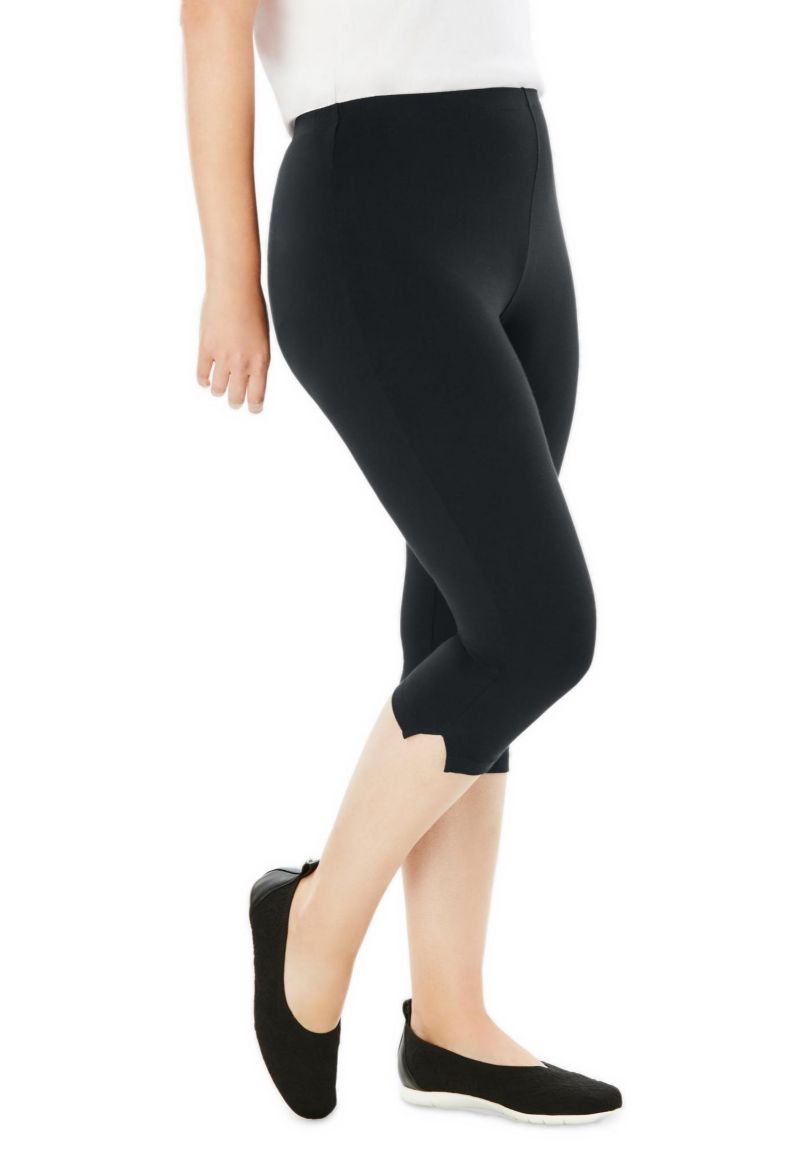 Women's Within Capri Pull-On Stretch Knit Cotton Spandex Leggings