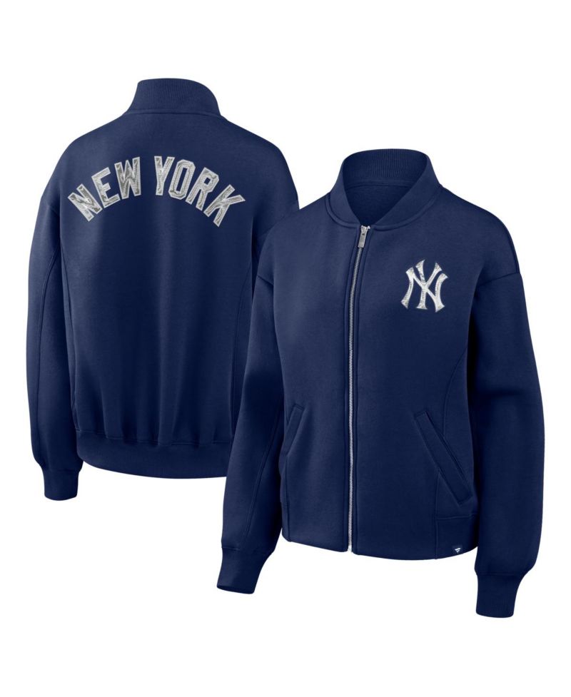 Women's Navy New York Yankees Oversized Rage Against Full-Zip Jacket