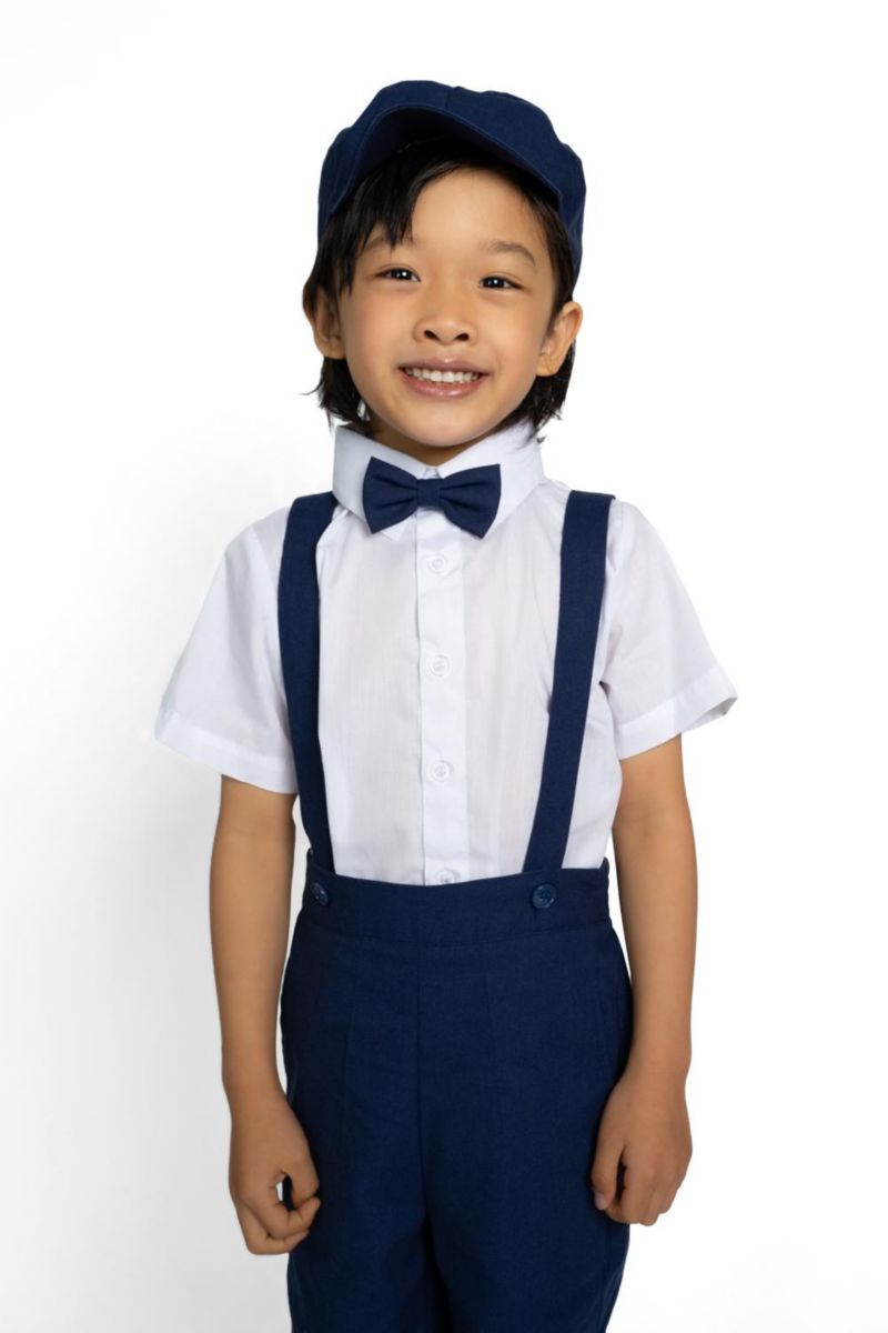 Toddler Boys Eton Safari Linen 5-Piece Shirt, Bowtie, Suspenders, Hat and Shorts Set