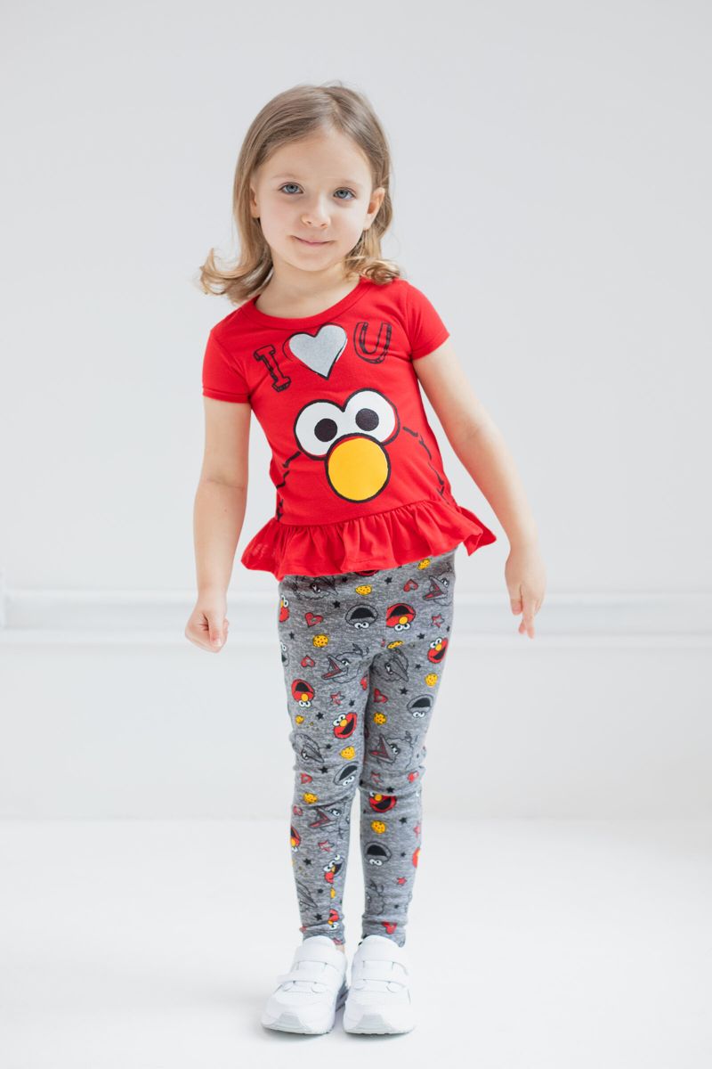 Baby Girls Pullover Peplum T-Shirt and Leggings Outfit Set