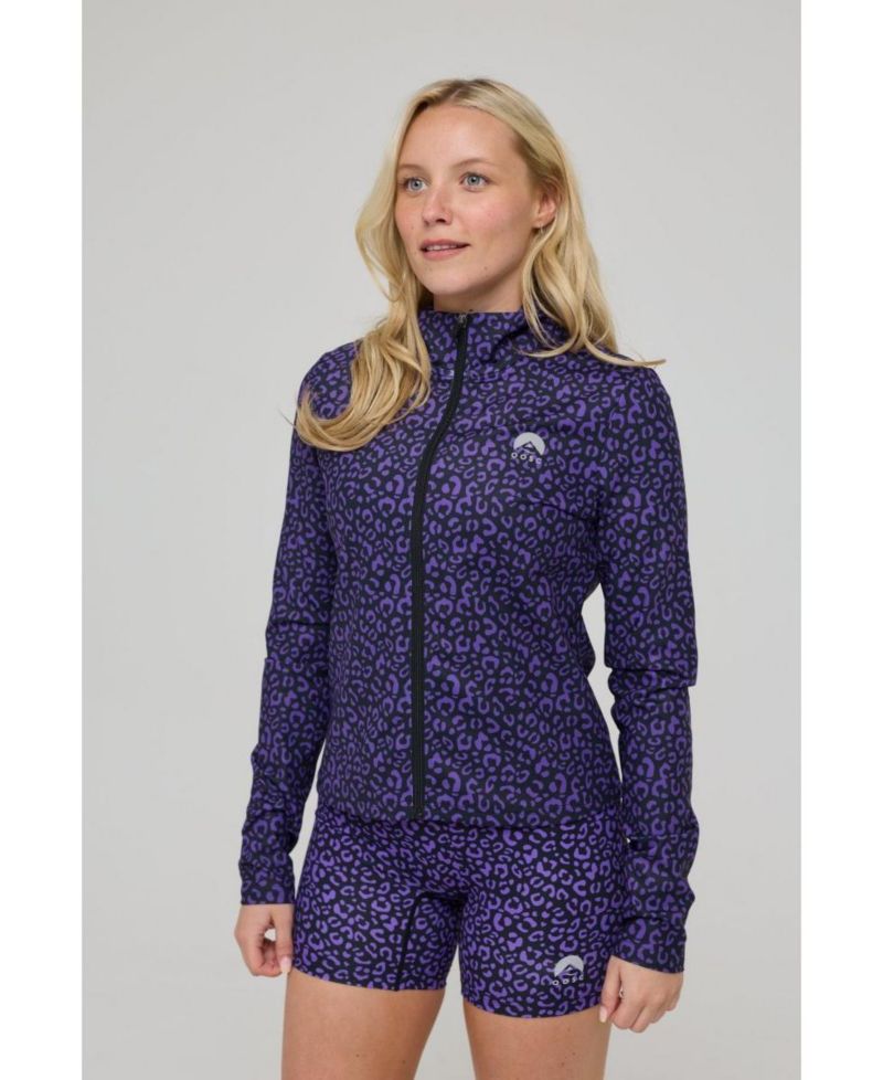 Women's Infinite Cropped Zipped Jacket - Purple Leopard