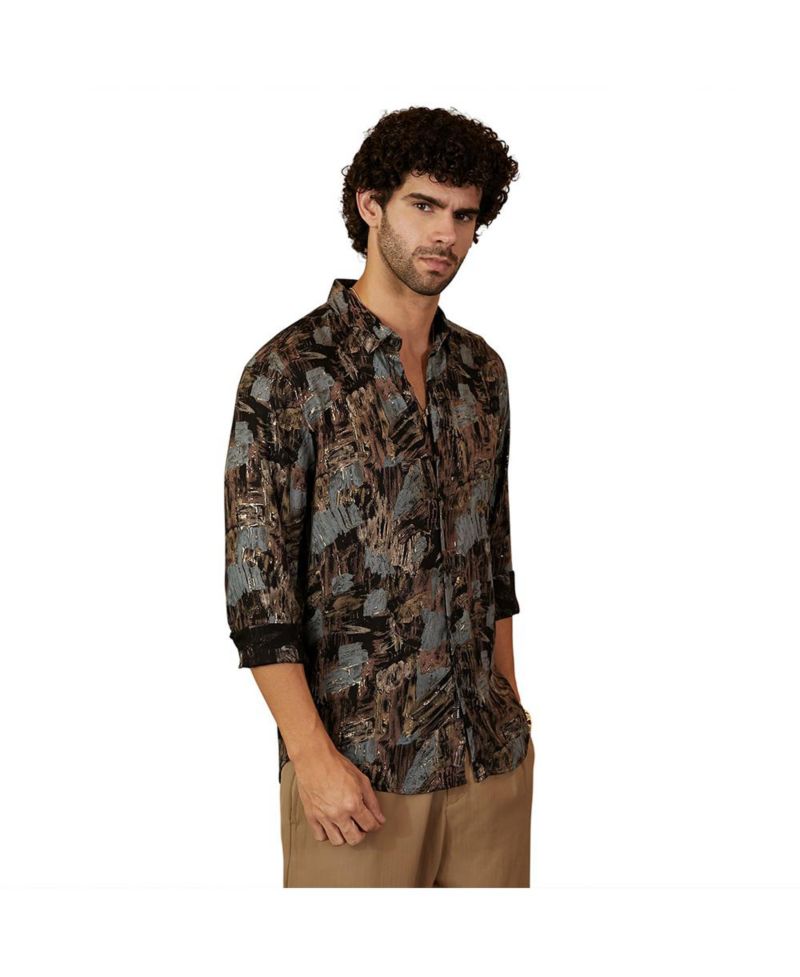 Men's Obsidian Black Impressionistic Strokes Shirt