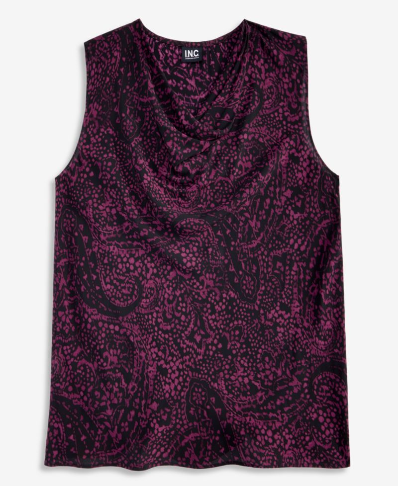 Women's Paisley Sleeveless Cowl Neck Blouse