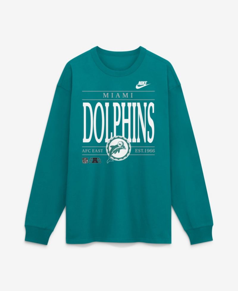 Men's Miami Dolphins Rewind Max90 Long Sleeve Crewneck Graphic T-Shirt