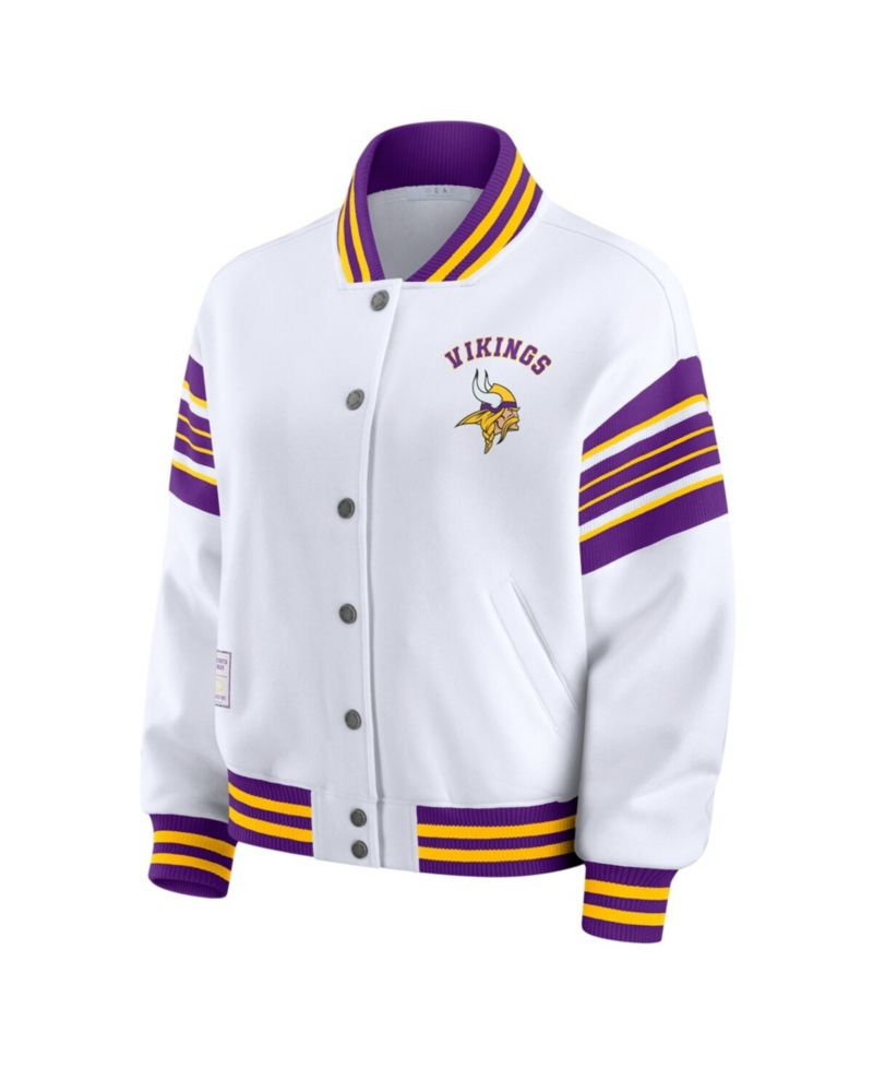 Women's White Minnesota Vikings Plus Size Full-Snap Fleece Sweatshirt Jacket