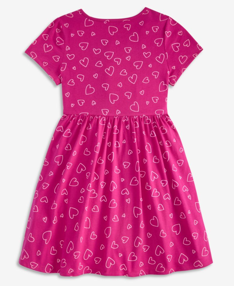 Girls' XS-XL Heart Toss Printed Cotton Dress
