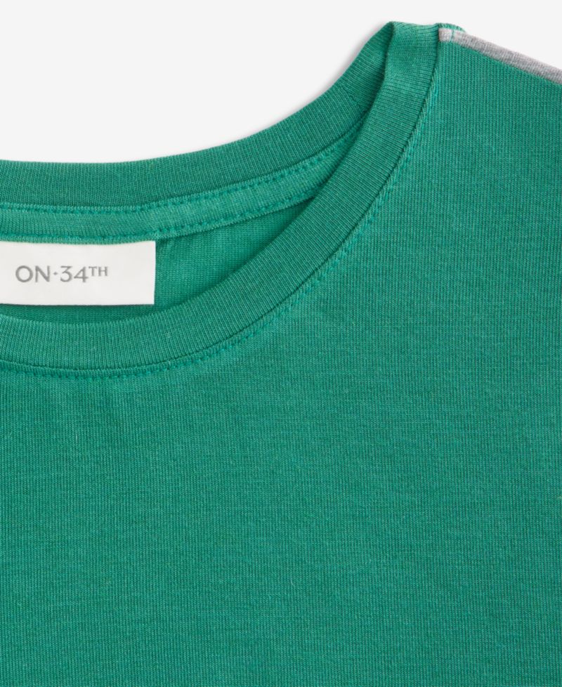 Plus Size Piped Tissue Jersey Layering Crewneck T-Shirt