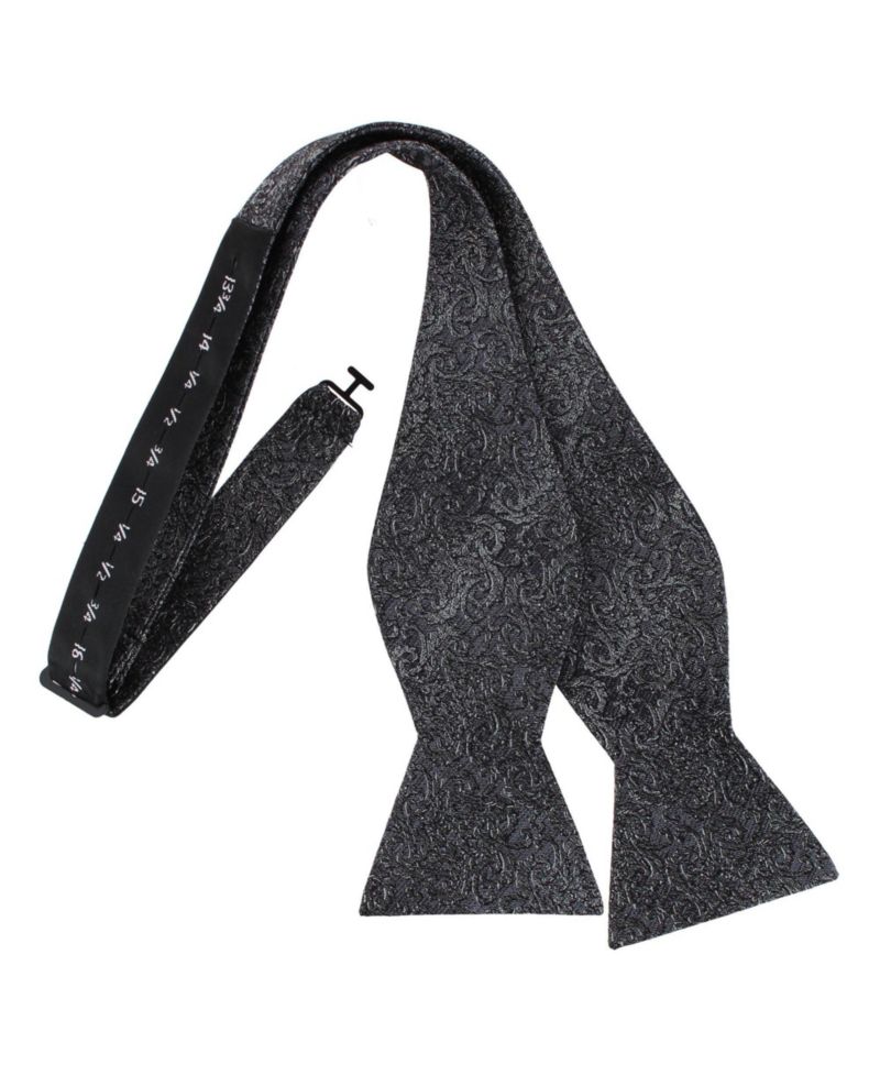 Men's Esteban Scrolling Vines Tone on Ton Patterned Silk Self Tie Bow Tie