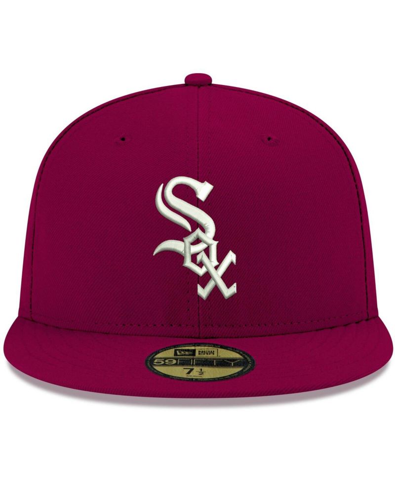 Men's Cardinal Chicago White Sox Logo White 59FIFTY Fitted Hat