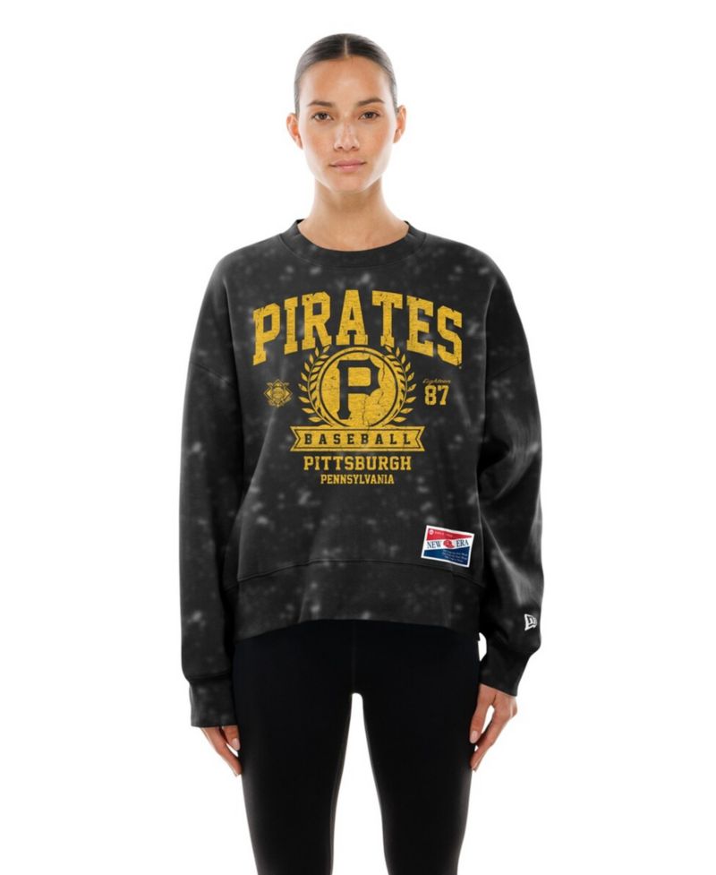 Women's Black Pittsburgh Pirates Throwback Oversized Boxy Sweatshirt