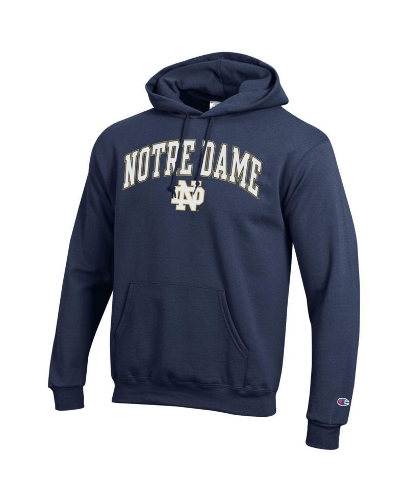 Men's Navy Notre Dame Fighting Irish Arched Logo Fleece Pullover Hoodie
