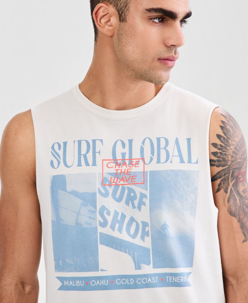 Men's Cotton Surf Global Graphic Tank Top