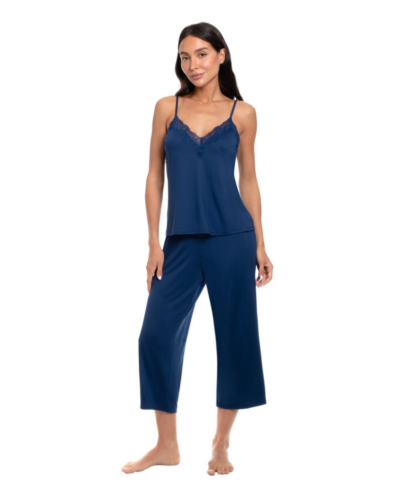 Women's Lace Trim Top and Cropped Pants, 2-Piece Set