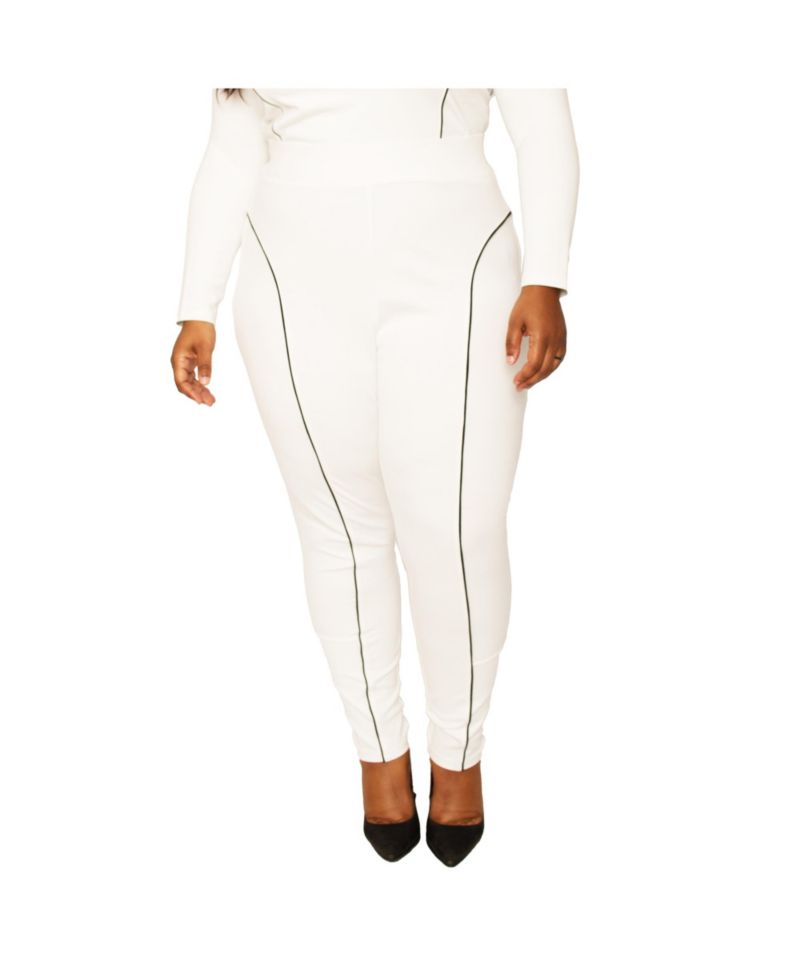 Plus Size High Rise Ponte Moto Style Leggings
