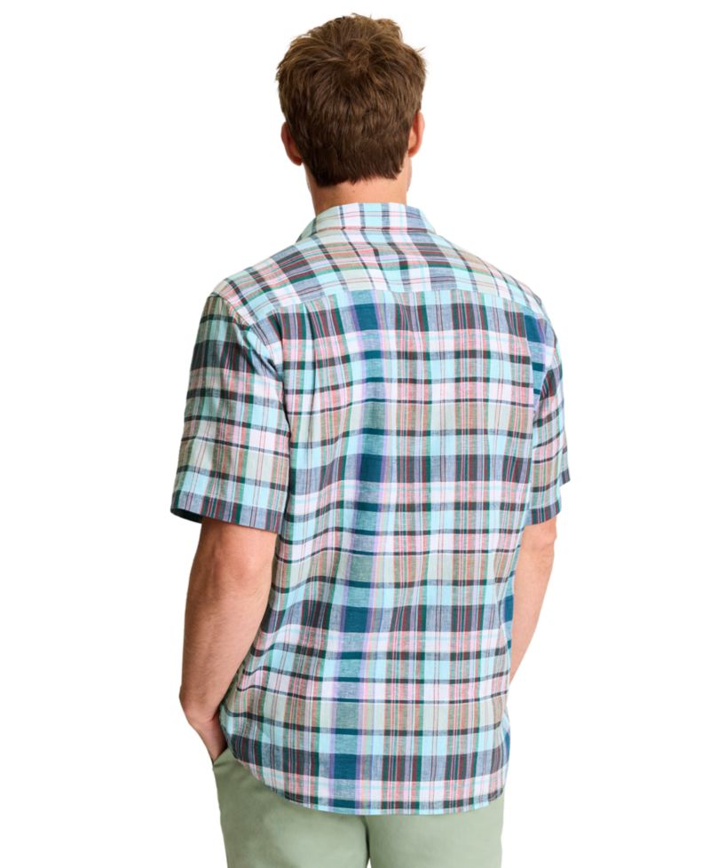 Men's Barbados Breeze Tavira Check Linen Regular-Fit Shirt