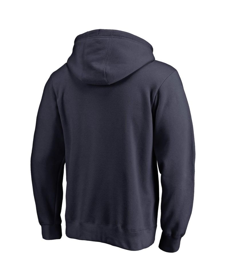 Men's Navy Atlanta Braves Official Wordmark Fitted Pullover Hoodie