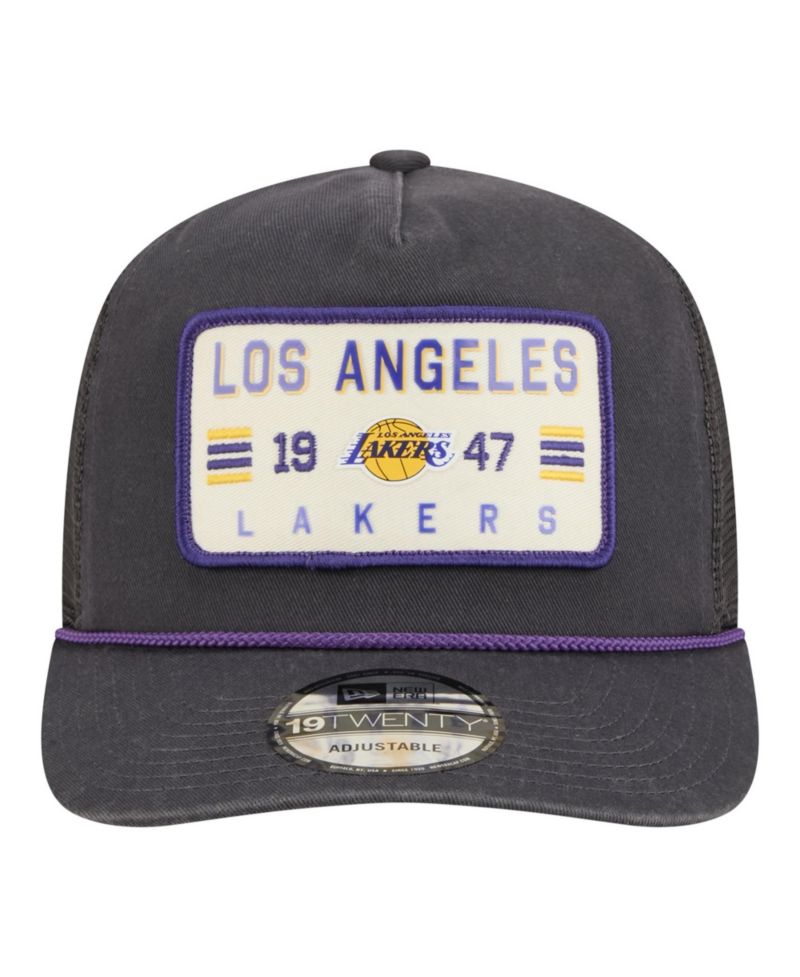 Men's Charcoal Los Angeles Lakers Washed Patch 19TWENTY Adjustable Trucker Hat