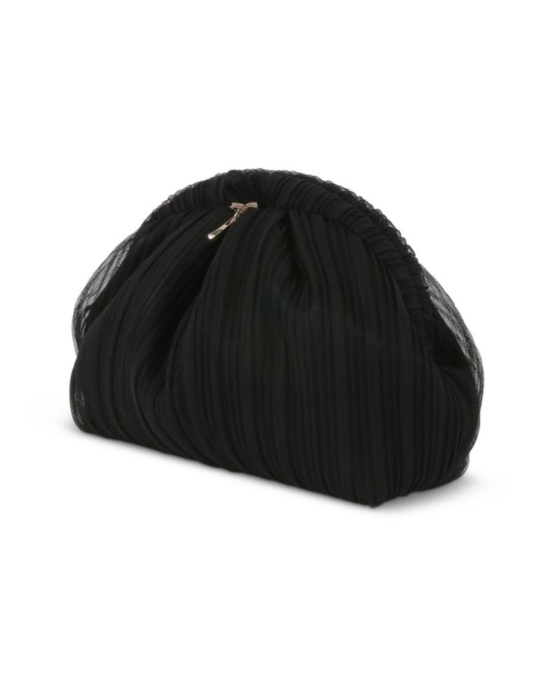 Woman's Vale Mini Pleated Pouch Clutch with Bow Charm