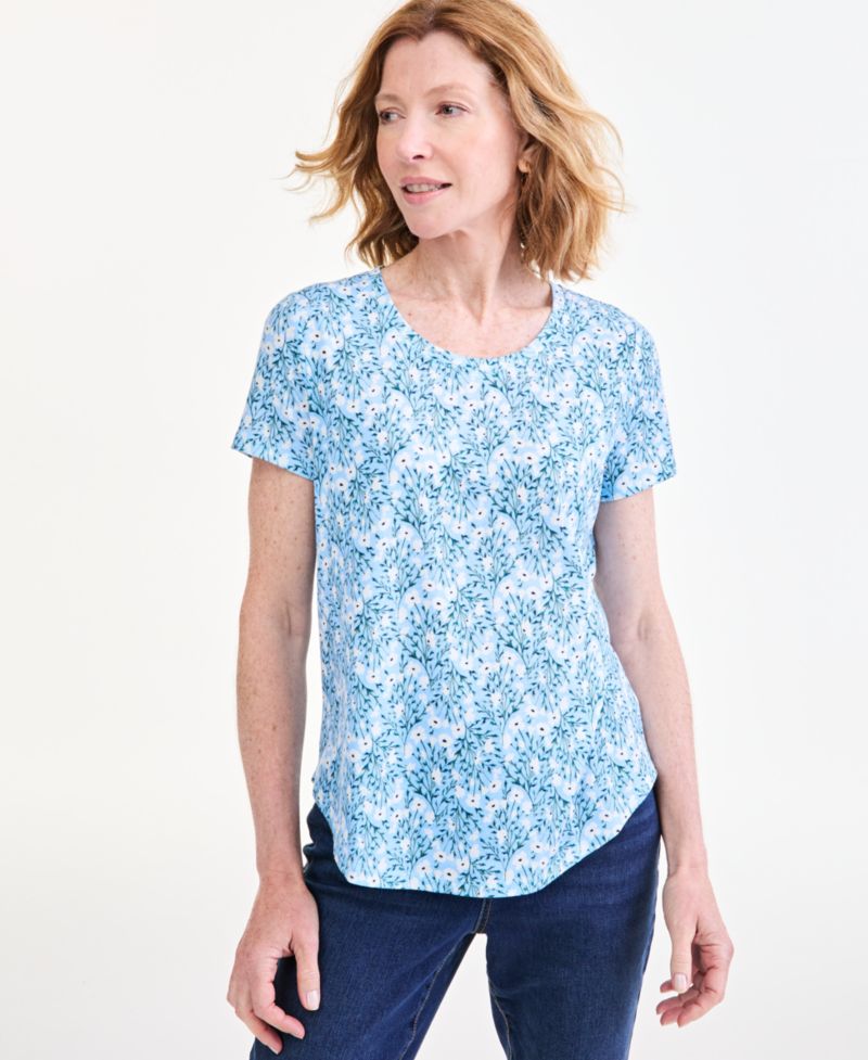 Petite Printed Short-Sleeve Crewneck Tee