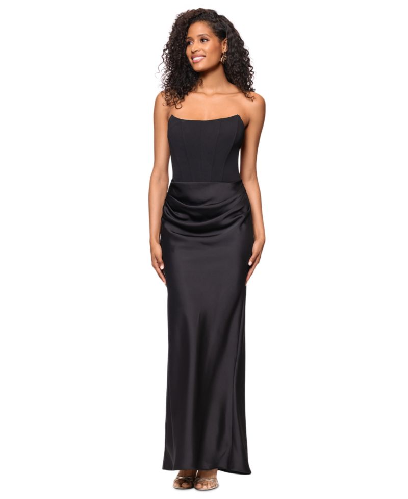 Women's Mixed-Media Strapless Corset Gown