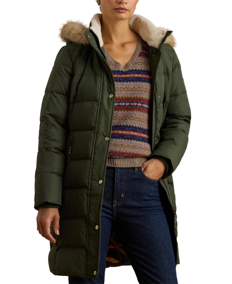 Women's Hooded Down Channel-Quilted Coat