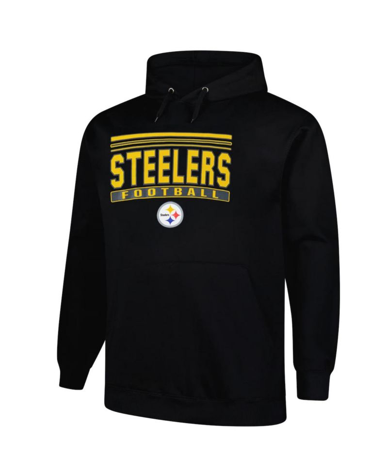 Men's Black Pittsburgh Steelers Big & Tall Pop Pullover Hoodie