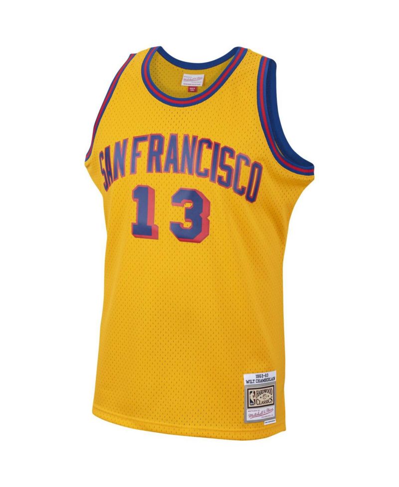 Men's Wilt Chamberlain Gold San Francisco Warriors 1962-63 Hardwood Classics Swingman Jersey
