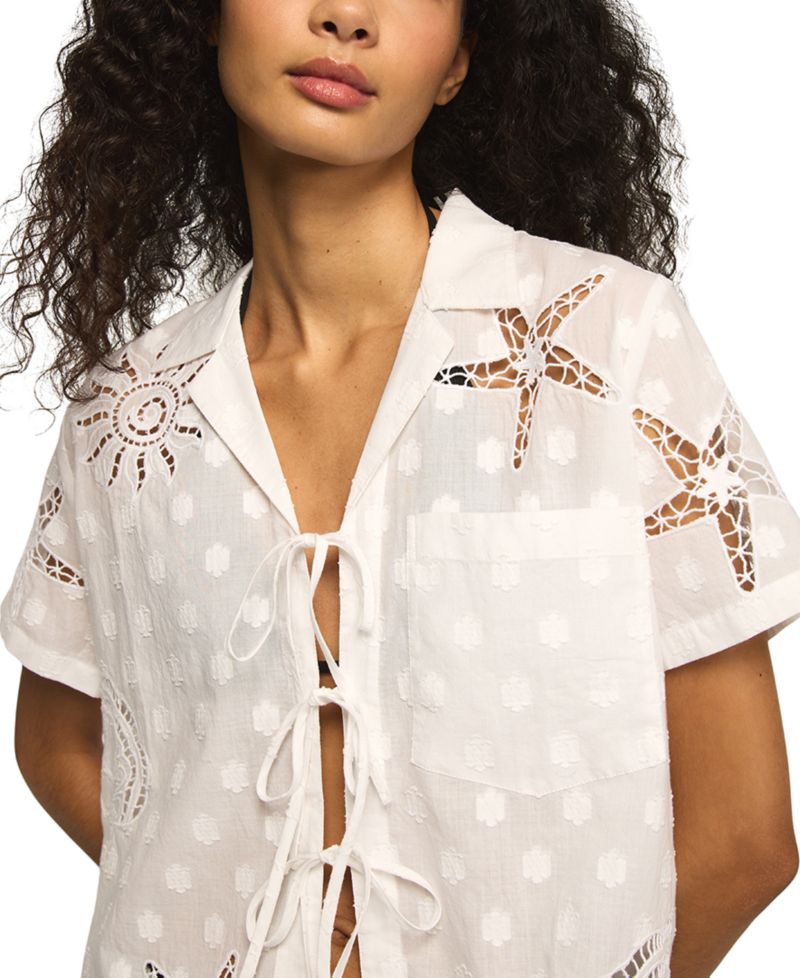 Women's Novelty Tie-Front Short-Sleeve Shirt