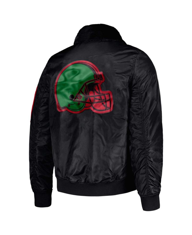Men's x Ty Mopkins Black Cleveland Browns Black History Month Satin Full-Zip Jacket