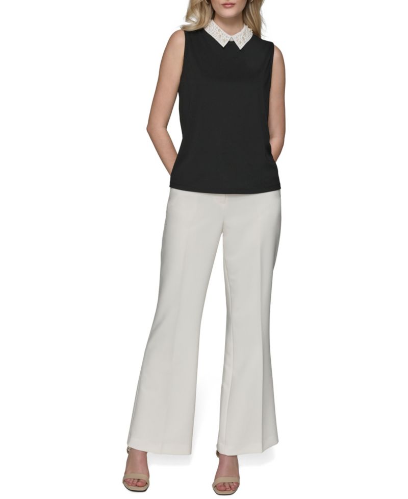 Petite Embellished Collar Sleeveless Blouse