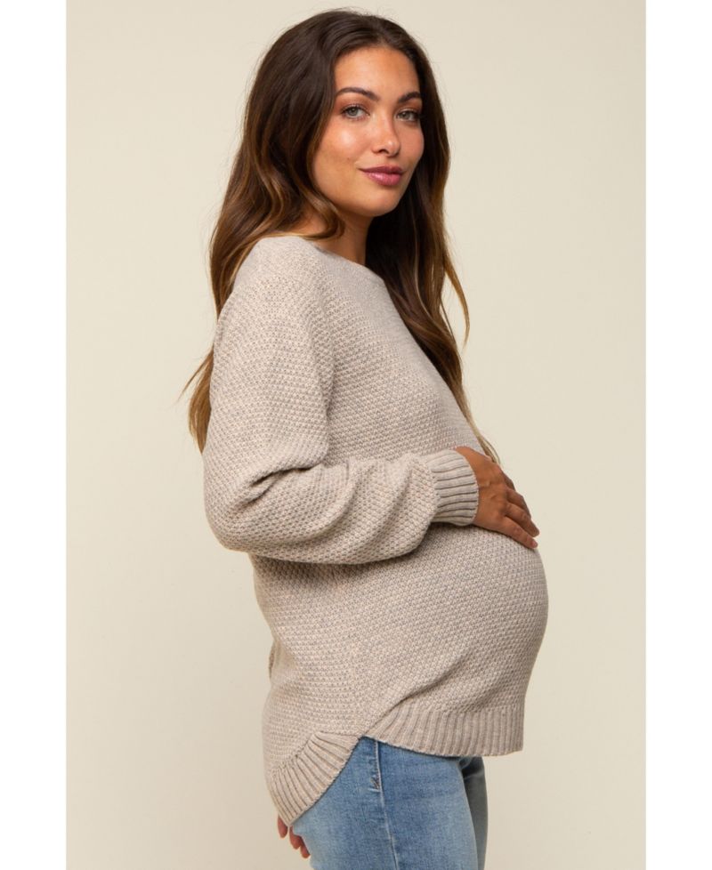 Women's Beige Knit Pullover Sweater