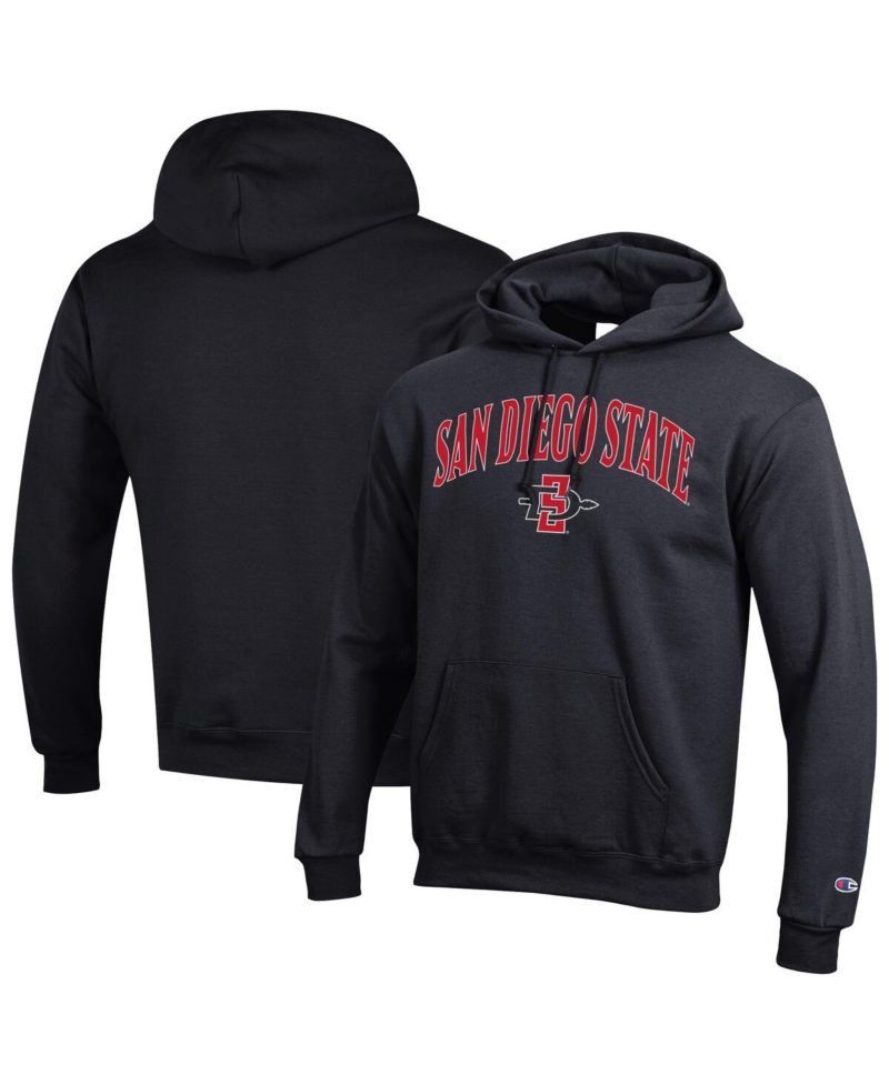 Men's Black San Diego State Aztecs Arched Logo Fleece Pullover Hoodie