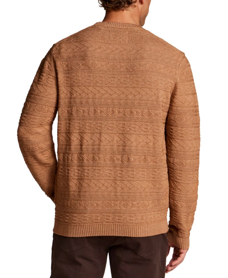 Men's Textured Horizontal Pattern Crew Sweater