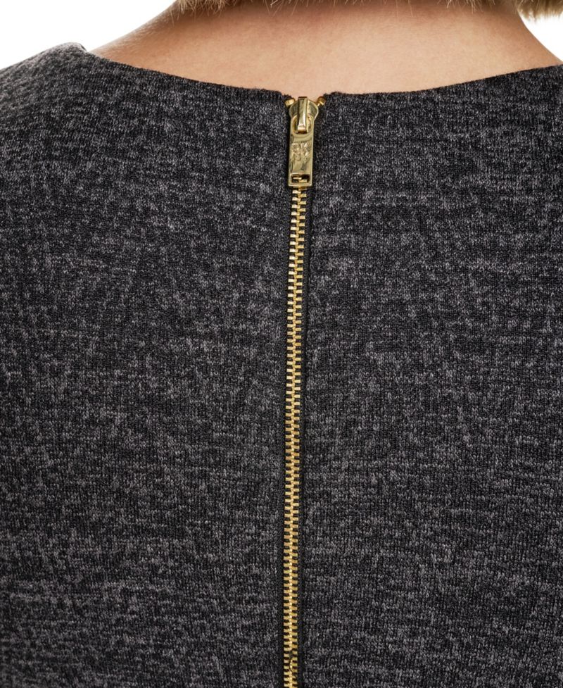 Women's Textured-Knit Short-Sleeve Fit-and-Flare Dress