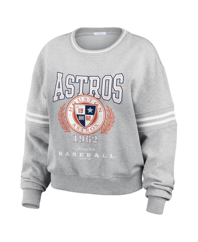 Women's Heather Gray Houston Astros Domestic Crest Pullover Sweatshirt